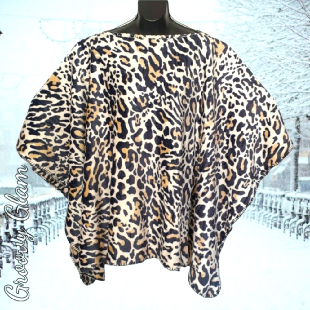 GROOVY GLAM Leopard Mink Plush Poncho Handmade
